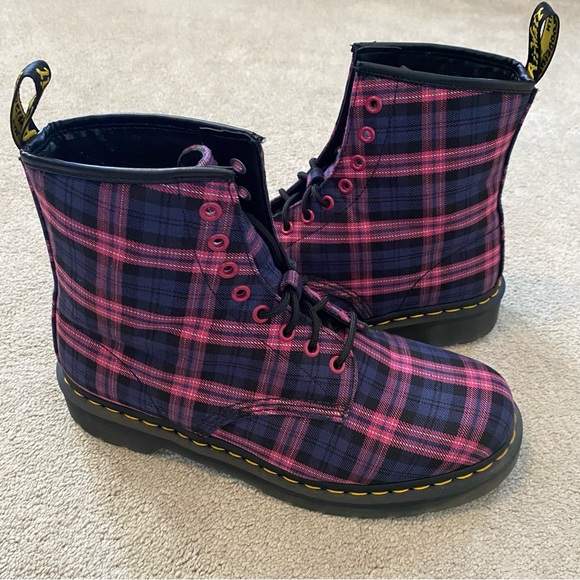 Dr Martens 1460 Pink Multi Tartan Plaid 41969650 Size 10 Combat Boots Lace Up - Picture 13 of 15